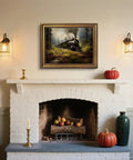 Gold Framed Vintage Steam Train Poster Canvas Print Wall Art for Living Room above Fireplace with Rustic Decor 24x36 Inches