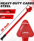 Heavy Duty Manual Rebar Bender For 5/8" Steel Bars showing 35-inch heavy-duty carbon steel construction with precise measurements.