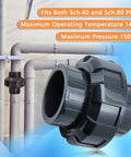 Two Pack One And One Half Inch Slip Union Coupling Adapters Schedule 80 With EPDM O Ring Socket To Socket Grey in plumbing setup