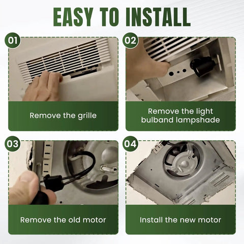 Installation steps for Replacement Bathroom Fan Motor For 9 X 9 In 50 CFM 2.0 Sone Fits Nutone Broan 763RLN B Unit