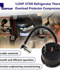1/2HP 375W Refrigerator Thermal Overload Protector for Compressor Replacement with Auto Shutoff and Temp Monitoring