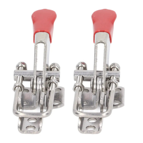 Heavy Duty Adjustable Toggle Clamp Set 2Pcs Gate Latches Stainless Steel 400lbs Capacity For Doors Machinery Automotive Woodworking And Workshop Fixtures Quick Release Locking Action