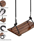 Heavy Duty Wood Swing Seat Carbonized Outdoor Swing For Adults And Kids, 16.9 By 7.9 By 0.5 Inches, 440 Lb Load with features