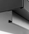 Close-up of heavy duty fully welded steel shelf edge from Heavy Duty 15 Piece Garage Cabinet Set Features Fully Welded Steel Shelves.