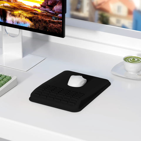 Ergonomic Mouse Pad With Wrist Rest And Memory Foam For Pain Relief, Massage Design With 8 And 15 Degree Slopes, Non Slip PU Base
