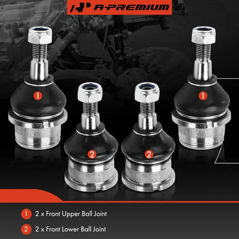 Front Upper And Lower Ball Joint Kit Forged Steel For Classic Volkswagen Beetle 1969 To 1977 And Karmann Ghia 1965 To 1974 Replacement To Tighten Loose Steering And Quiet Clunky Noises, 2 upper 2 lower