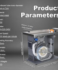 Premium Semi-Automatic Corner Labeling Machine With Digital Touch Screen And Automatic Centering showing product parameters and dimensions.