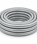 Heavy Duty Encased Galvanized Steel Flexible Electrical Conduit Three Eighth Inch Size Of 100 Feet coiled for easy indoor outdoor wiring.