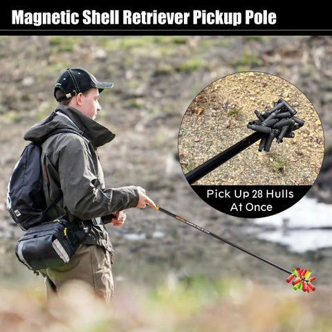 Magnetic Shotgun Hull Retriever Pick Up Tool With Mesh Carrying Bag Foldable Four Section Grabber That Lets You Pick Up 28 Hulls At Once Lightweight Shell Collector For Hunting Accessories