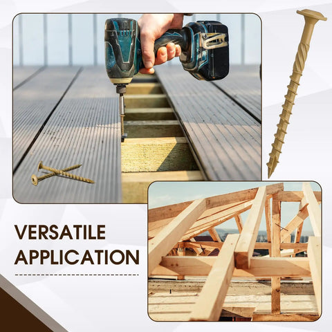 Massive 200 Pcs Lag Screws Set For Exterior Wood Construction Size 14 By 3 Inch With Torx Star Drive Heavy Duty Exterior Coated