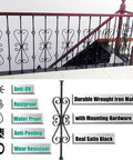 Heavy Duty Iron Square Railing Posts With 270 Degree Swivel Bracket And Flat Mount Shoe Rock Solid Build For Deck Pool Staircase Glass Panel Fencing No Fuss Install Full Hardware Kit shown with decorative design and mounting.