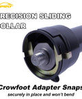 CXPRO inner tie rod removal tool kit; 12 crowfoot adapters and 1/2 inch drive tube, close-up view