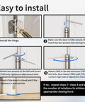 Installation guide for Quick Install Self Closing Door Hinges 3.5 Inch Spring Loaded, showing steps for setup on interior doors.