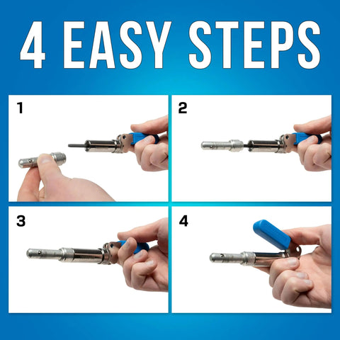4-step guide for using Steel Barrel Fastener Plunger Tool For CATV Installations Fits Barrel Fasteners 0.176 To 0.196 Inches