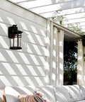 Large Outdoor Porch Light Wall Mount 15 Inch Sconce With Seeded Glass on modern patio wall, black aluminum frame