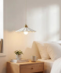 Premium White Scalloped Ceramic Pendant Light Adding Sweet Vintage Charm To Kitchen Islands Built Tough With Heat Resistant Glaze Handling Humidity Like A Champ in bedroom setting.