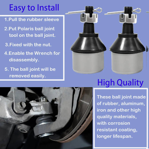 Beefed Up Ball Joint And Tool Kit For Polaris UTVs Including Sportsman Ranger RZR Models Built To Handle Tough Trails With Precise Fit For 335 400 450 500 570 600 700 800 300 400L And More. ball joint puller and install steps shown