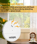 5 Pack Glass Break Alarm Sensor For Home Security, 125dB Window Alarm With Adjustable Sensitivity And Low Battery Indicator, Easy Install, Heavy Duty Anti Theft Protection For Windows And Glass, mounted on cracked window