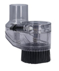 Slick Transparent CNC Router Dust Shoe For 45mm Spindle, showcasing the nylon skirt and vacuum port for sawdust control.
