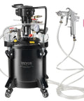 No Sweat Automatic Stirring Spray Paint Pressure Pot Two Point Five Gallon Air Powered Paint Mixer Tank with sprayer gun and hose.