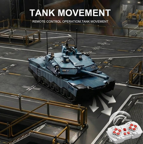 Epic Military RC Abrams-X Tank Beast 2116-Piece Building Set for Adults with remote control displayed on a platform