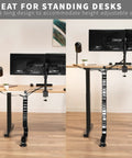 Clamp On Desk Cable Management Kit with Vertebrae System, No Drill and Adjustable Quad Entry Cord Organizer for Home Office, Black under standing desks
