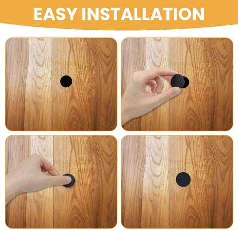 Easy installation of 85 Pieces Silicone Rubber Plugs Set In 9 Sizes Black Round Hole Stoppers in wood surface