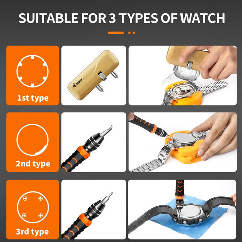 All In One Watch Repair Kit Pro Grade Gear For Battery Swaps Strap Adjustments Case Opener And Back Cover Link Remover