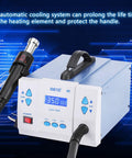 1000W Digital Soldering Rework Station With Hot Air Gun for PCB Repair 110V US Plug LCD Display, auto cooling feature shown