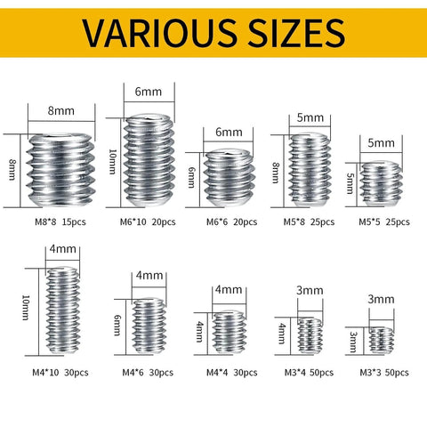 Stainless Steel Socket Head Screw Set 300 Pcs Allen Hex Cap Screws Kit With Metric M3 M4 M5 M6 M8 Sizes Various Sizes Display