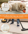 Dog playing on rug secured with 16 Pack Anti Slip Rug Pads Dual Sided Washable And Reusable Non Slip Carpet Corner Holders