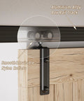 8Ft Ceiling Mount Box Rail Barn Door Hardware Kit With Heavy Duty Aluminum Sliding Track And Matte Black Finish, detailing smooth nylon rollers.