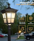 Solar Post Light With Planter For Lawn Yard Garden And Patio Dusk To Dawn Outdoor Lamp Auto Solar Powered weatherproof
