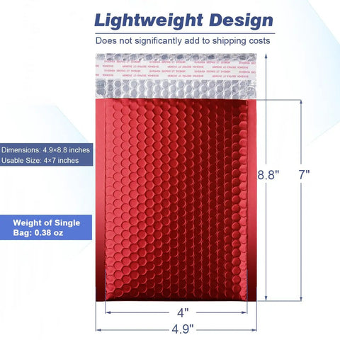 Metallic Matte Red Bubble Mailers 4 By 8 Inch Padded Envelopes With Secure Self Seal Closure Lightweight Yet Durable Tear Resistant Shipping Bags Bright Red Finish Pack Of 25 For Easy Standout Shipments