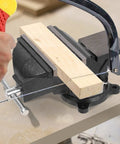 Heavy Duty Six Inch Bench Vise Rock Solid Cast Steel Frame With Double Locking Swivel Base and Flat Hammer Anvil Surface for wood cutting.