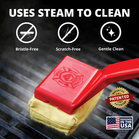 Bristle Free Replaceable Scraper Head Compatible With Gas Charcoal Porcelain Ceramic Cast Iron And Stainless Steel Grates Safe Durable BBQ Grill Cleaning Tool cleaning grill grates with steam.