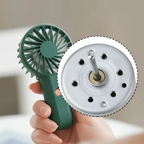 5.9V RF-310T-11400 Mini DC Motor Shaft in portable fan, 22mm shaft length, 24mm diameter, shown for size reference.