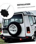 Universal Spare Tire Mounting Bolt Clamp For Cars installed on SUV rear, showcasing installation and fit.