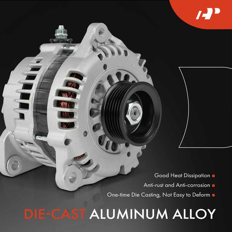 Plug And Play 12V 110A Alternator For Nissan Murano 2003 2007 And Maxima 1995 1997 1998 2000 2002 2003 Plus Infiniti I30 1998 2000 And I35 2002 2004 Replaces LR11107 23100-0L701 231000L701 231005Y700 die-cast aluminum alloy side view