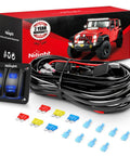 16AWG LED Light Bar Wiring Harness Kit 12V On Off 2 Gang Rocker Switch Panel with power relay and blade fuses