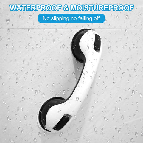 Two Pack Senior Shower Grab Bars With Strong Suction Cups Non Slip Bath Handles For Elderly And Handicap 12 Inch Safety Support Handle Wall Mounted For Tub And Shower