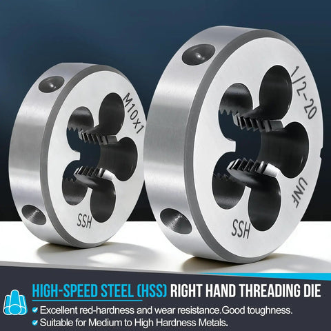 Right Hand M9 X 1mm Threading Die In High Speed Steel Round Die For Stainless Steel And Alloy Metals Non Adjustable Repair Tool 25mm Outer Diameter 9mm Thick 1 Pack, HSS die