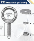4 Pack M8 Stainless Steel Eye Bolts With Nuts 5 16th Inch By 1 Inch Long Heavy Duty Lifting Ring Eye Bolts For Hanging And Tie Downs Outdoor Use Corrosion Resistant Grade A Hardware Kit