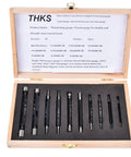 10 Piece Thread Plug Gauge Set For Metric And Imperial Threads Go No Go Pitch Diameter Measurement Tool in open wooden case