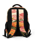 Back view of Peach Orange Wild Poppies Printed Unisex Backpack With Large Capacity, Durable Polyester Daypack For Everyday Use.