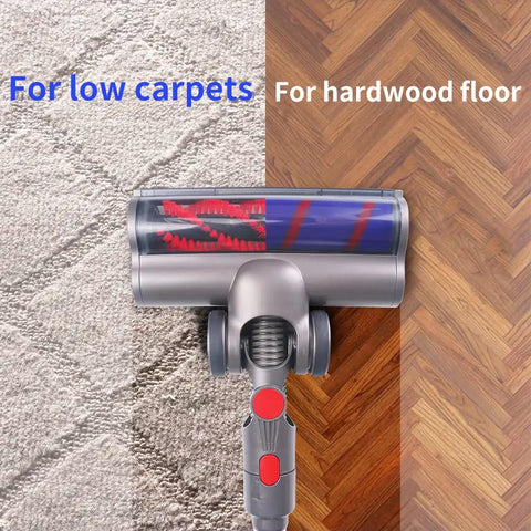 Dyson Hardwood Floor Attachment With Replacement Soft Roller Brush And LED Headlights on carpet and hardwood floor