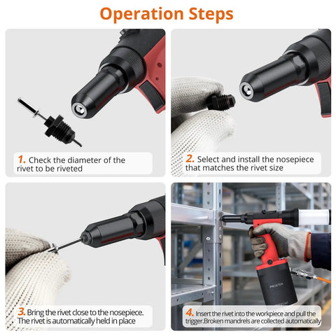 Smooth Operator Pneumatic Rivet Gun Packing Five Interchangeable Nosepieces Up To A Solid Quarter Inch With Automatic Self Suction Pull For Fast Auto Marine And Real Deal Diy Grinding Jobs