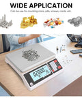High Precision 30kg Digital Counting Scale with RS232 Port displaying bolt count on desk