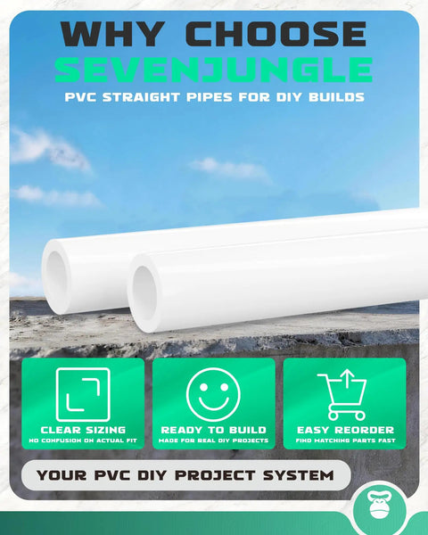 1/2 Inch PVC Pipe 6 Pack, 17 Inch Long Schedule 40 PVC Tubing For DIY Projects And Craft Frame Builds, Durable Garage Grade Piping