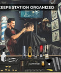 Modular Magnetic Barber Mat Set With Five Strong Magnets Extra Large Non Slip Rubber Barbershop Station Mat For Clippers And Tools